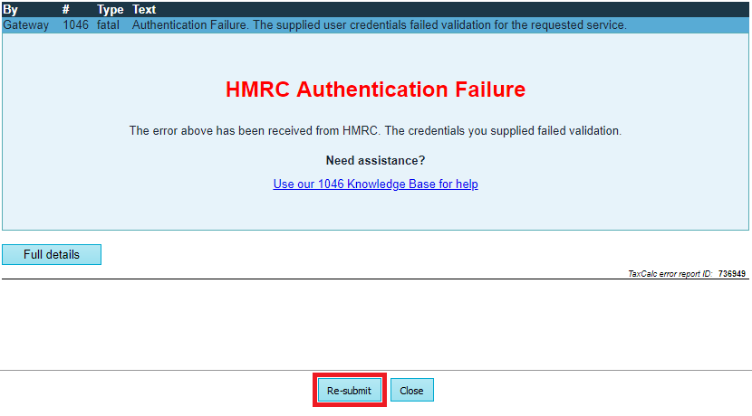 What Is A 1046 Authentication Error? - Knowledge Base - TaxCalc